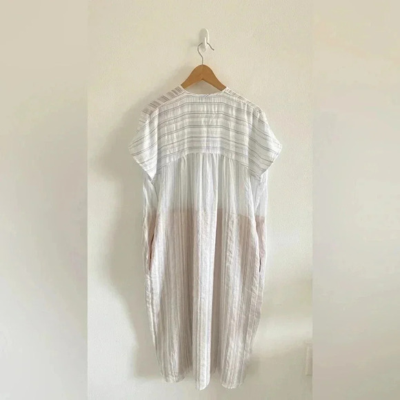 Vince Drapey stripe shirred dress Sz M - Picture 8 of 10